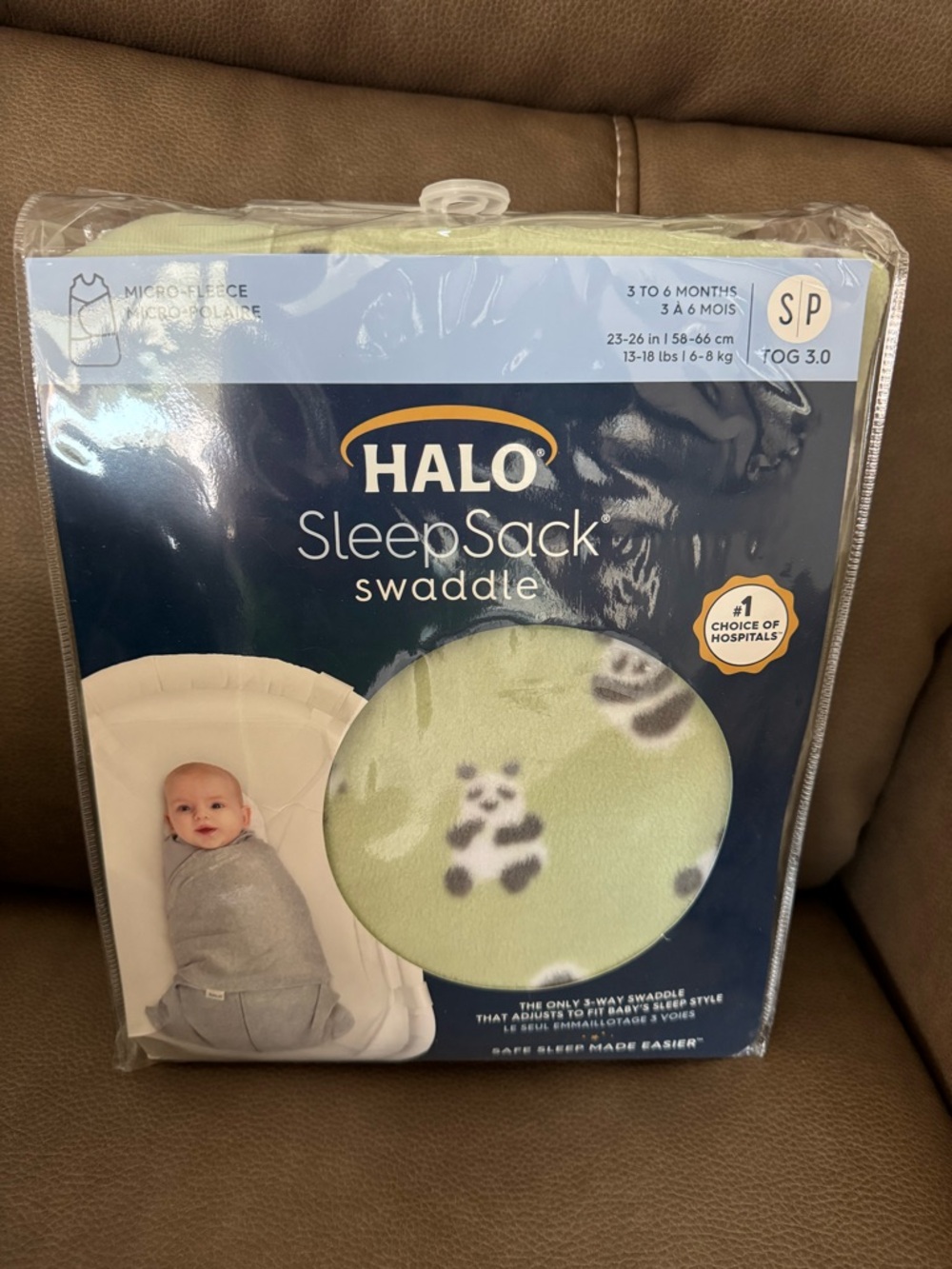 Halo Light Green Panda Micro-Fleece Swaddle